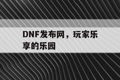 DNF发布网，玩家乐享的乐园