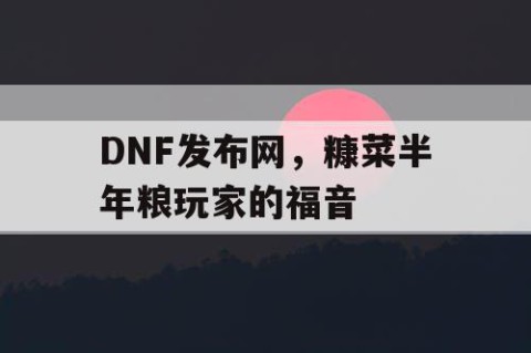 DNF发布网，糠菜半年粮玩家的福音