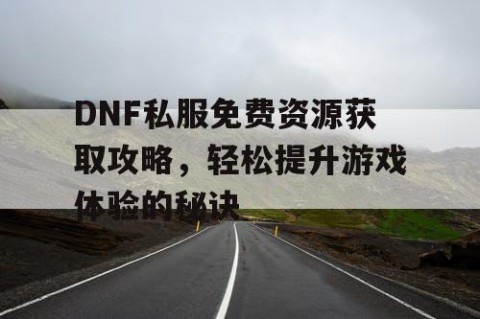 DNF私服免费资源获取攻略，轻松提升游戏体验的秘诀