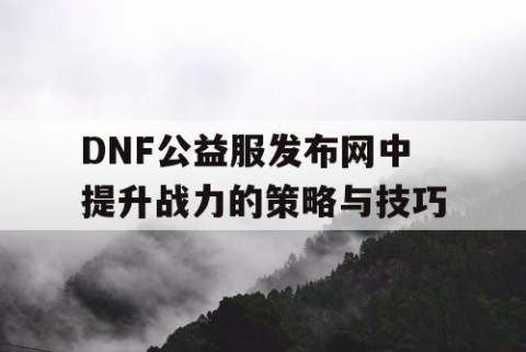 DNF公益服发布网中提升战力的策略与技巧