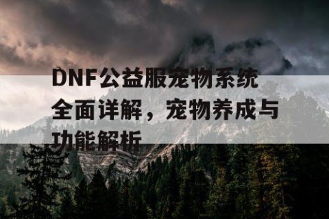 DNF公益服宠物系统全面详解，宠物养成与功能解析