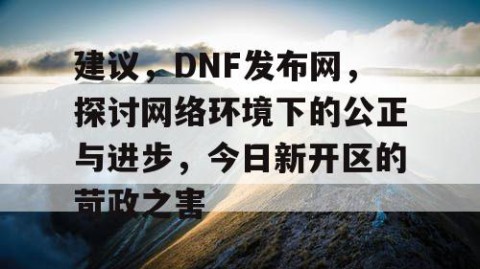 建议，DNF发布网，探讨网络环境下的公正与进步，今日新开区的苛政之害