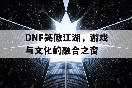 DNF笑傲江湖，游戏与文化的融合之窗