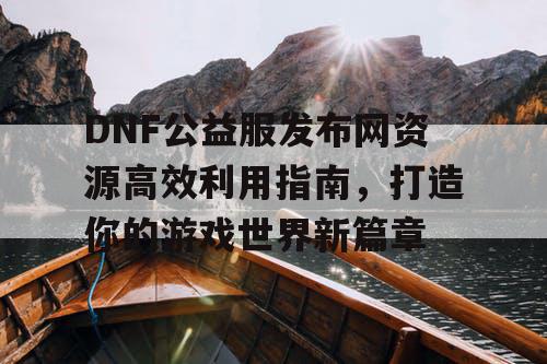 DNF公益服发布网资源高效利用指南	，打造你的游戏世界新篇章