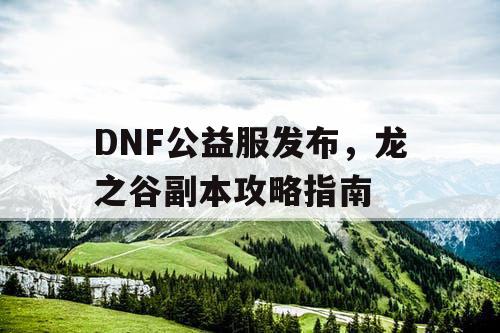 DNF公益服发布	，龙之谷副本攻略指南