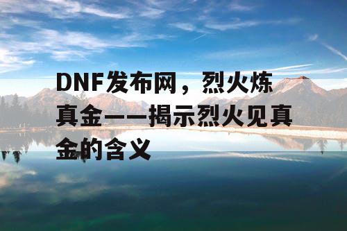 DNF发布网，烈火炼真金——揭示烈火见真金的含义