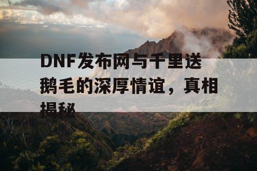 DNF发布网与千里送鹅毛的深厚情谊，真相揭秘