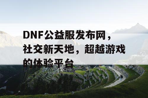 DNF公益服发布网，社交新天地，超越游戏的体验平台