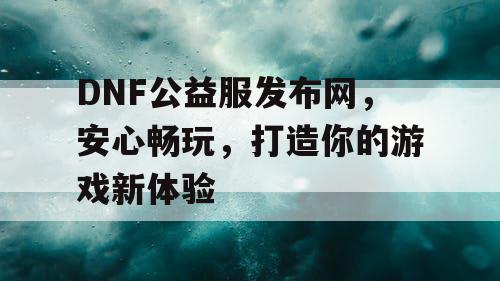 DNF公益服发布网，安心畅玩，打造你的游戏新体验