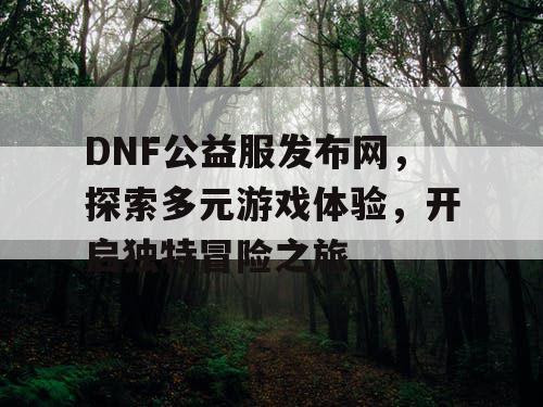 DNF公益服发布网，探索多元游戏体验，开启独特冒险之旅