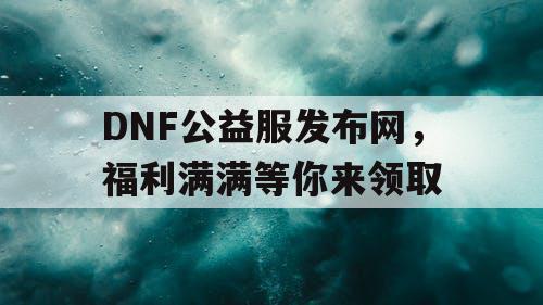 DNF公益服发布网，福利满满等你来领取