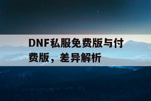 DNF私服免费版与付费版，差异解析