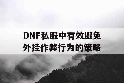 DNF私服中有效避免外挂作弊行为的策略