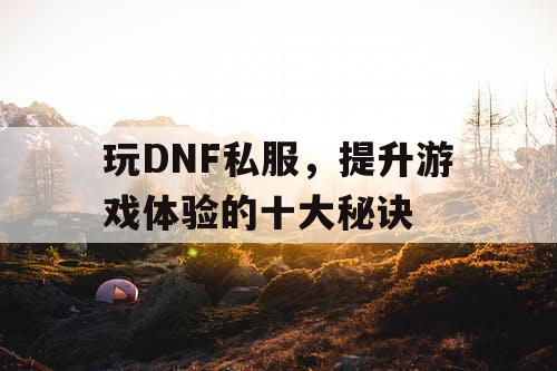 玩DNF私服	，提升游戏体验的十大秘诀