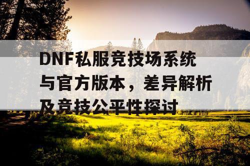 DNF私服竞技场系统与官方版本，差异解析及竞技公平性探讨