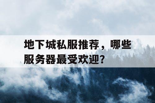 地下城私服推荐，哪些服务器最受欢迎？