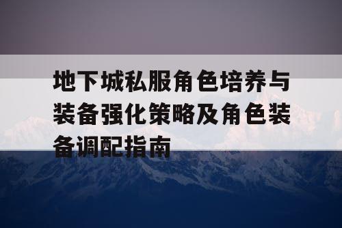 地下城私服角色培养与装备强化策略及角色装备调配指南