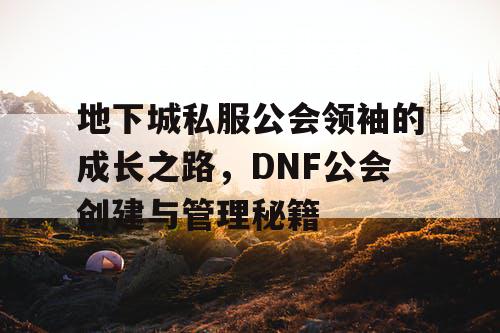 地下城私服公会领袖的成长之路，DNF公会创建与管理秘籍