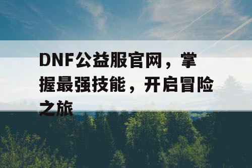 DNF公益服官网	，掌握最强技能，开启冒险之旅