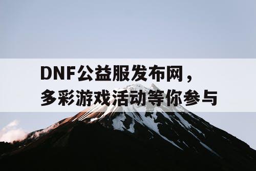 DNF公益服发布网，多彩游戏活动等你参与