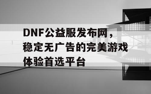 DNF公益服发布网，稳定无广告的完美游戏体验首选平台