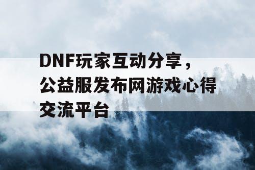 DNF玩家互动分享	，公益服发布网游戏心得交流平台