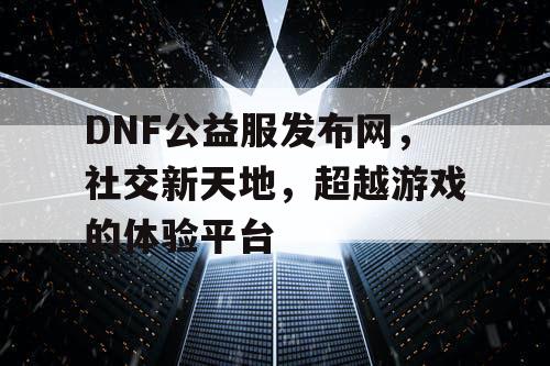 DNF公益服发布网，社交新天地	，超越游戏的体验平台