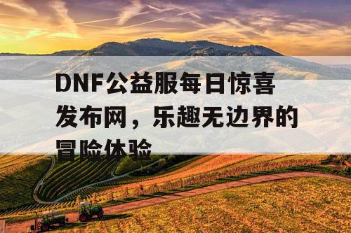 DNF公益服每日惊喜发布网，乐趣无边界的冒险体验