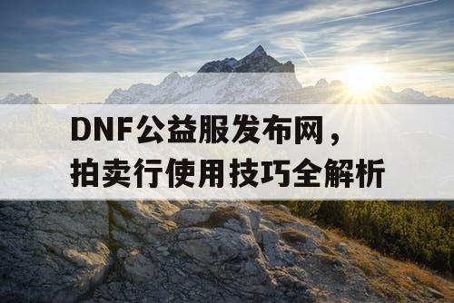 DNF公益服发布网，拍卖行使用技巧全解析