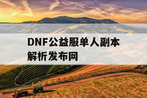 DNF公益服单人副本解析发布网