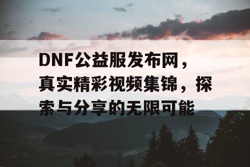 DNF公益服发布网，真实精彩视频集锦，探索与分享的无限可能