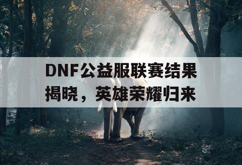 DNF公益服联赛结果揭晓	，英雄荣耀归来