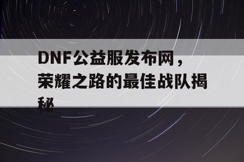 DNF公益服发布网，荣耀之路的最佳战队揭秘